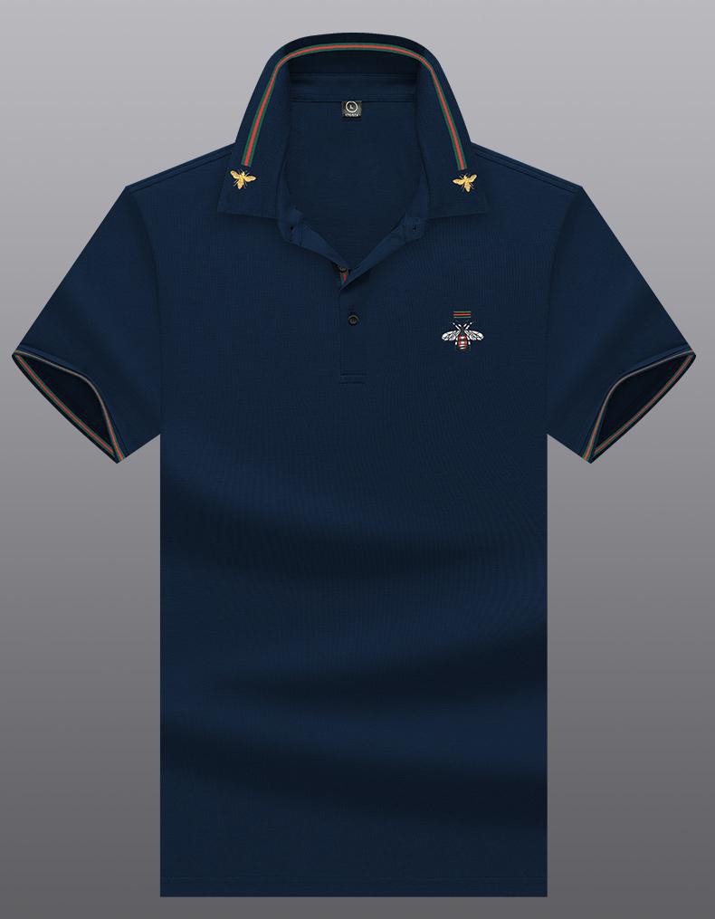 Navy Blue Embroidery Logo Half Sleeve T-Shirt -