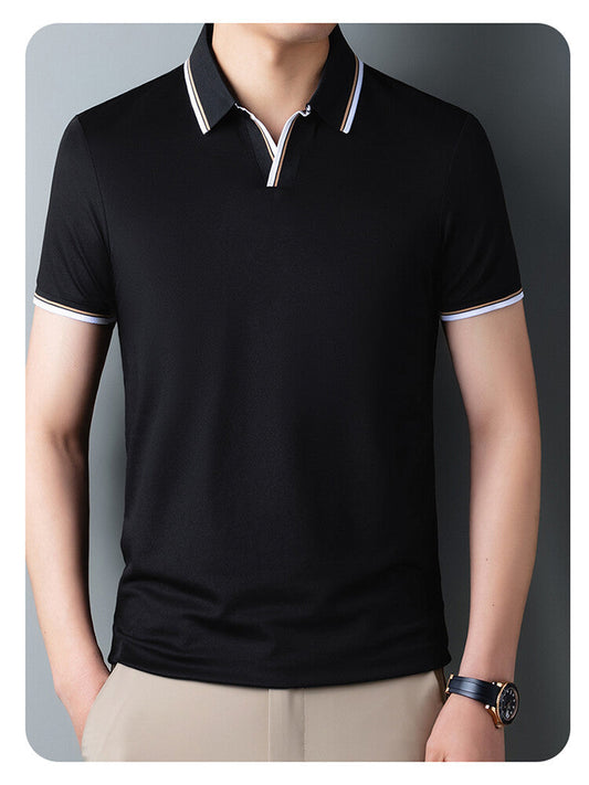 Black Imported Fabric Half Sleeve T-Shirt -