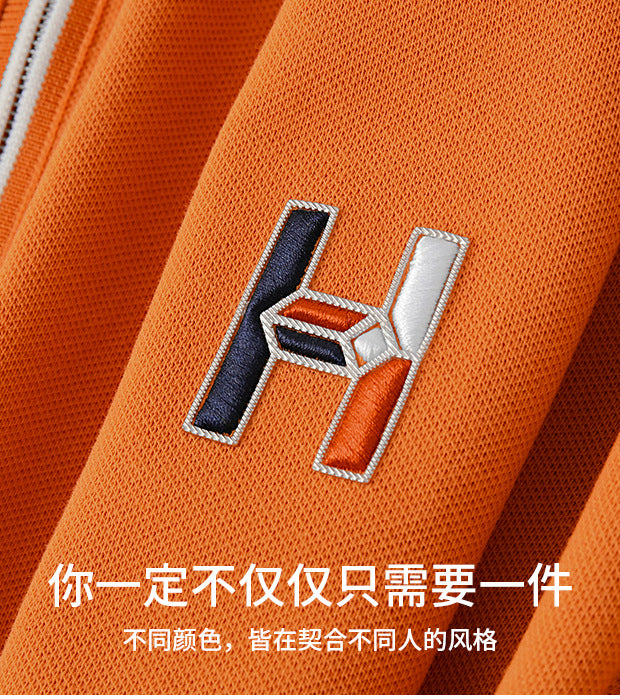 Zipper Polo Knit Half Sleeve Orange T-shirt -